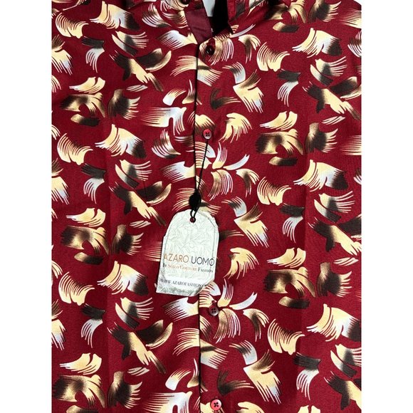 Tom Baine London Red Pattern Button Up L/S Shirt Mens Small - Picture 4 of 8